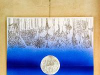 Grataloup - Ciel et Terre  En Haut comme en Bas 100 x 100 cm - Acrylique, encre de chine et feuille d'aluminium sur toile (2021)