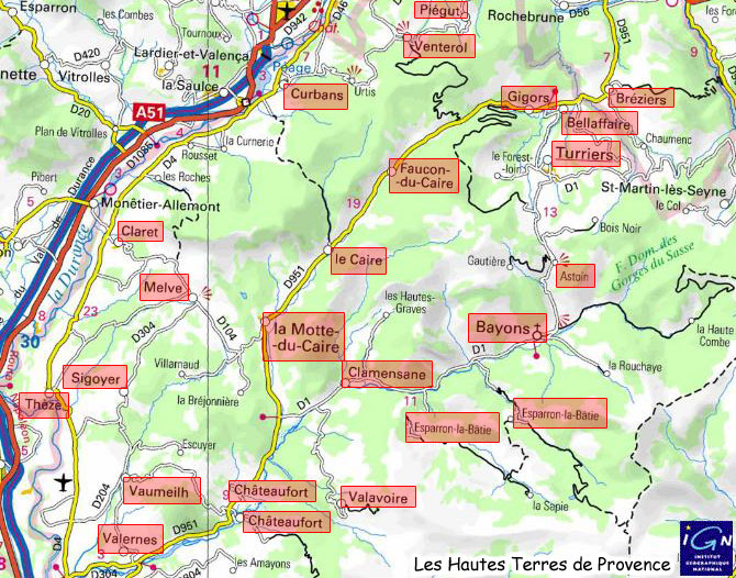 Communes des Hautes Terres de Provence