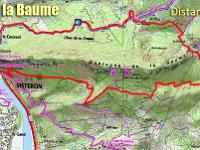 Tour de la Baume  Carte IGN Géoportail - le circuit en rouge - Distance environ 13km